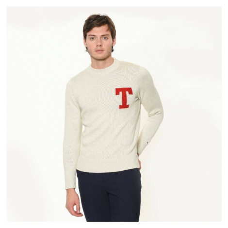 Tommy Hilfiger pánský béžový svetr Logo
