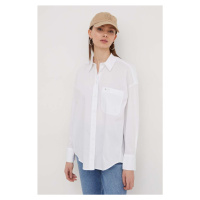 Košile Tommy Jeans dámská, bílá barva, relaxed, s klasickým límcem, DW0DW17356