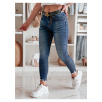 Spodnie damskie jeansowe skinny z paskiem SKINNYJUP niebieskie Dstreet