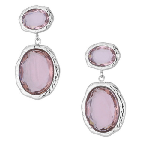 Manoki Ocelové náušnice Meriel - růžový krystal, chirurgická ocel KA244SP Růžová