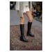 Madamra Black Women's Knee-Length Heeled Boots