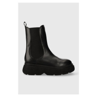 Kožené kotníkové boty Weekend Max Mara Calamai dámské, černá barva, na platformě, 2357960132600