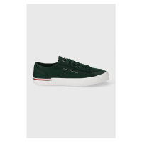 Tenisky Tommy Hilfiger CORPORATE VULC CANVAS pánské, zelená barva, FM0FM04954