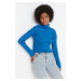 Trendyol Blue Padded Stand Up Knitwear Sweater