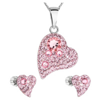 Evolution Group Sada šperků s krystaly Swarovski náušnice a přívěsek růžová srdce 39170.3 light 