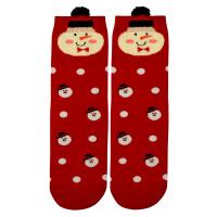 Vánoční vysoké ponožky dámské Sněhuláček červená