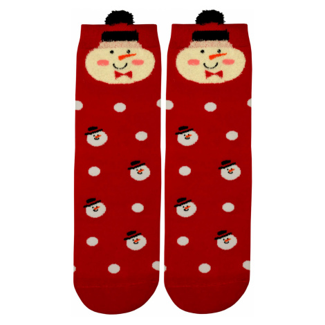 Vánoční vysoké ponožky dámské Sněhuláček červená Aura.Via