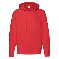 Czerwona bluza męska z kapturem Lightweight Zip Thru Hooded Sweat Fruit of the Loom