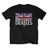 The Beatles Tričko Drop T Logo & Vintage Flag Unisex Black