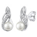 Silvego Stříbrné náušnice s bílou přírodní perlou JST16498