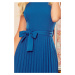 LILA - Plisované dámské šaty v mořské barvě s krátkými rukávy 311-4