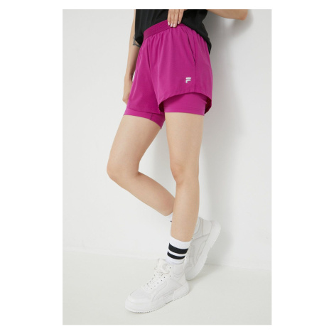 Běžecké šortky Fila Racine fialová barva, high waist