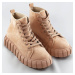 Světle béžové šněrovací boty z imitace semiše (XA057)