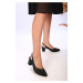 Shoeberry Women's Greta Black Plain Classic Heeled Shoes