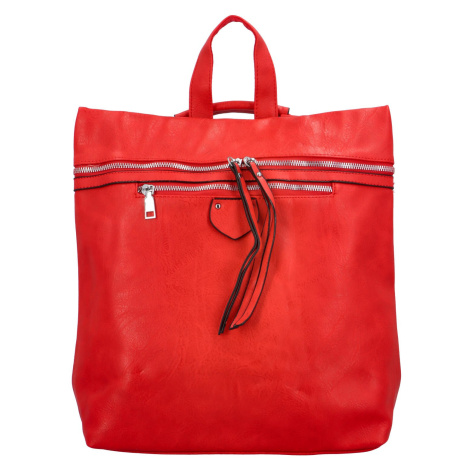 Praktický dámský koženkový batoh Skadi, červená INT COMPANY
