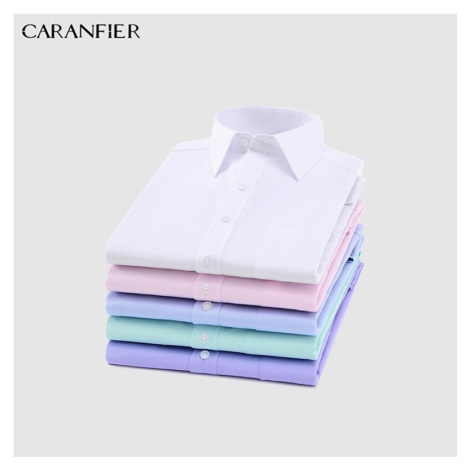 Jednobarevná pánská košile do práce s dlouhým rukávem CARANFLER