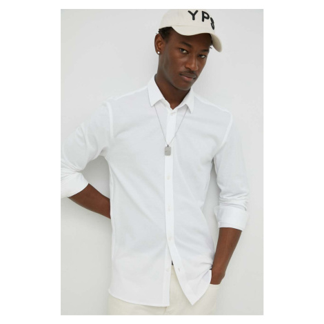 Košile Bruuns Bazaar Pique Norman bílá barva, regular, s klasickým límcem