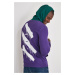 Trendyol Purple Men's Printed Back Hoodie 100% Cotton Sweatshirt