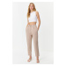 Trendyol Light Brown Carrot High Waist Polyviscon Woven Trousers