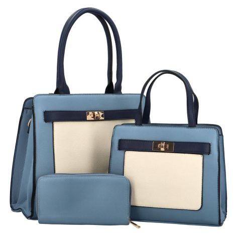 Luxusní sada: Kabelka přes rameno, kabelka do ruky a peněženka Gavrila, modrá Maria C.