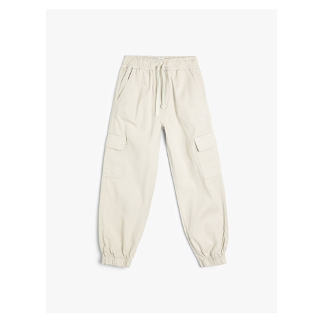 Koton Cargo Jogger Trousers Pocket Tie Waist Cotton