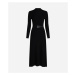 Šaty karl lagerfeld lslv buckle belt knit dress black