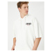 Koton Short Sleeve Sweatshirt Hoodie with Slogan Printed