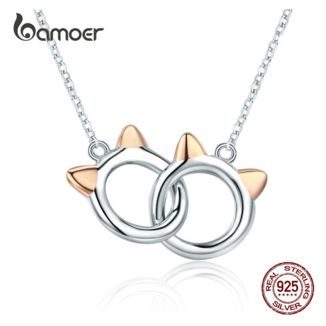 Stříbrný náhrdelník propletené kočky SCN252 LOAMOER