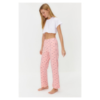 Trendyol Salmon Cotton Star Pattern Knitted Pajama Bottom