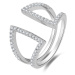 Beneto Třpytivý stříbrný prsten se zirkony AGG473