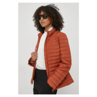 Péřová bunda Calvin Klein dámská, hnědá barva, přechodná, K20K206326