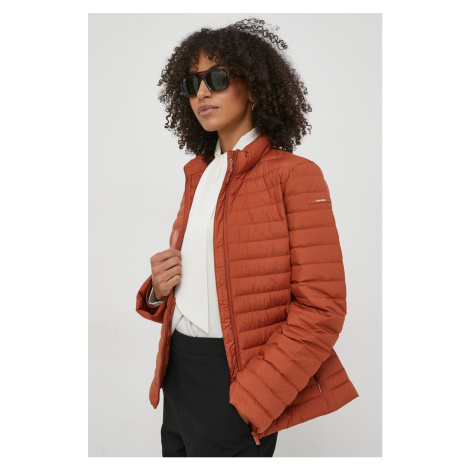 Péřová bunda Calvin Klein dámská, hnědá barva, přechodná
