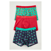 Trendyol 3-Pack New Year Printed-Plain Mix Cotton Boxer