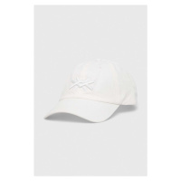 Bavlněná baseballová čepice United Colors of Benetton bílá barva