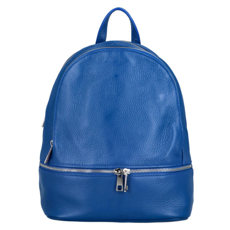 Pohodový dámský kožený batoh Elivo, modrá Delami Vera Pelle