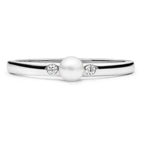 Gaura Pearls Stříbrný prsten s pravou bílou perlou Madeleine, stříbro 925/1000 SK21241R/18 Bílá