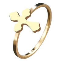 STYLE4 Prsten s křížkem Cross, zlatá ocel
