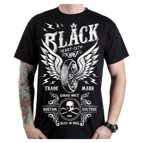Triko BLACK HEART Moto Wings černá