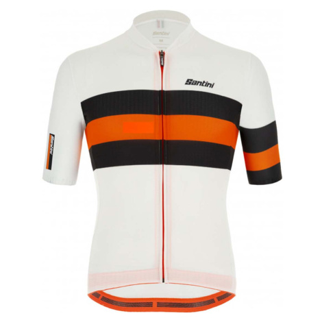 SANTINI Cyklistický dres s krátkým rukávem - SLEEK BENGAL - bílá/oranžová/černá