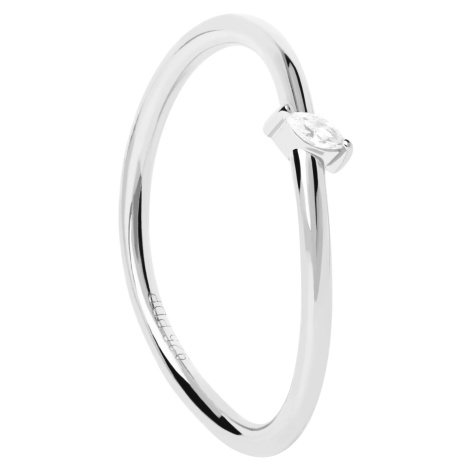 PDPAOLA Něžný stříbrný prsten se zirkonem Leaf Essentials AN02-842