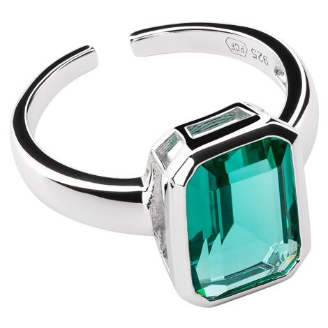 Preciosa Nádherný otevřený prsten se zeleným zirkonem Preciosa Atlantis 5355 94 M (53 - 55 mm)