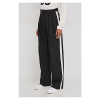 Kalhoty Tommy Hilfiger dámské, černá barva, široké, high waist, WW0WW40513