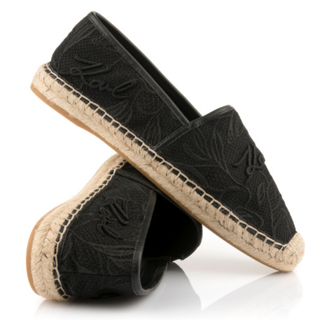 Espadrilky karl lagerfeld kamini orchid lace slip on black mesh