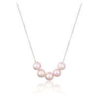 JwL Luxury Pearls Jemný stříbrný náhrdelník s růžovými říčními perlami JL0784