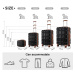 KONO set 4 skořepinových kufrů s TSA zámkem - černo hnědá -10L/39L/69L/105L - ABS