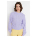 Trendyol Lilac Crop Stand-Up Collar Knitwear Sweater