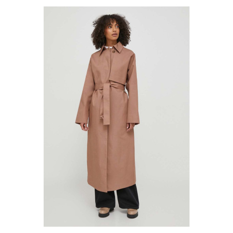 Kabát Calvin Klein dámský, hnědá barva, přechodný, K20K206318