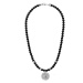 Manoki Pánský korálkový náhrdelník Diego - přírodní onyx, větrná růžice WA576 Černá 50 cm