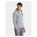 Men's unbuttoned sweatshirt with hood and patch - grey V1 OM-SSZP-0140