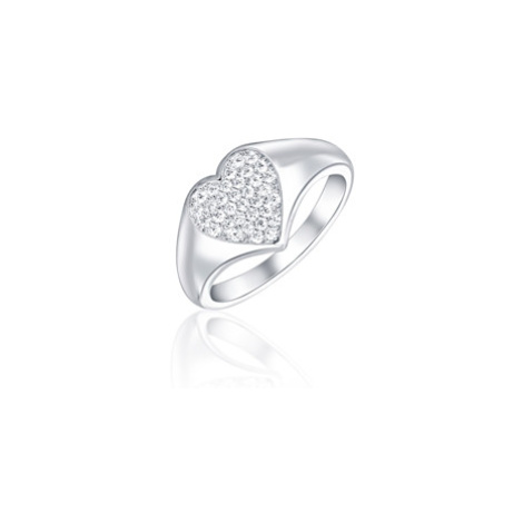 Dámský stříbrný prsten srdce s čirými zirkony STRP0433F JVD